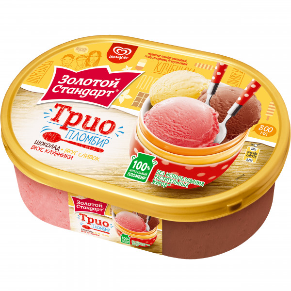 Золотой стандарт Клубника+Шоколад+Ваниль Контейнер 500гр. (*6шт.)