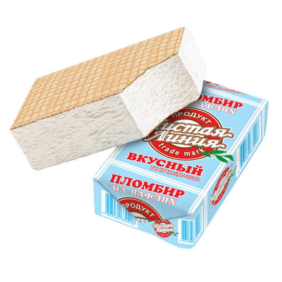 1028 Брикет Пломбир на вафлях 12%  80гр.(*32шт.)